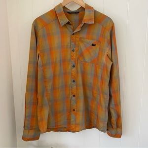 Arc’teryx button down shirt - Orange Gingham Plaid - Sz M